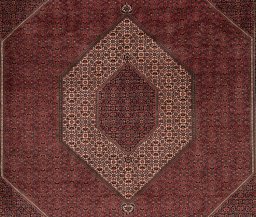 Corner detail of New Bijar rug showing border pattern and Wool pile