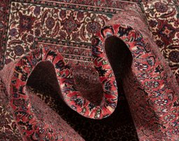 Surface texture of New Bijar rug with natural Wool and intricate pattern
