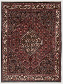 Full view of 1990s Bijar rug from Iran / Persia, 203 × 153 cm in Multi Color tones