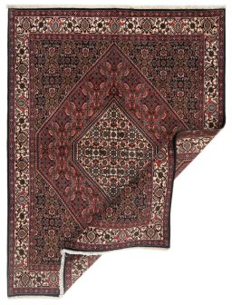 Surface texture of 1990s Bijar rug with natural Wool and intricate pattern