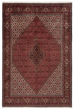 Full view of New Bijar rug from Iran / Persia, 293 × 208 cm in Multi Color tones