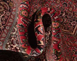 Close-up detail of New Bijar rug from Iran / Persia showing Wool weave