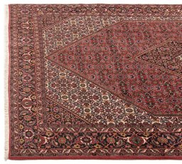 Close-up detail of New Bijar rug from Iran / Persia showing Wool weave