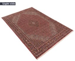 Close-up detail of New Bijar rug from Iran / Persia showing Wool weave