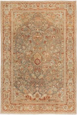Full view of 1930s Ghazvin rug from Iran / Persia, 231 × 137 cm in Gray tones