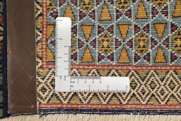 Full view of 1960s Ghom rug from Iran / Persia, 210 × 125 cm in Blue tones