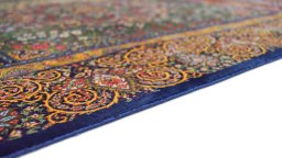 Close-up detail of New Ghom rug from Iran / Persia showing Silk weave