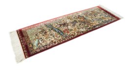 Close-up detail of New Ghom rug from Iran / Persia showing Silk weave