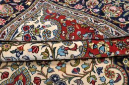 Close-up detail of 2000s Ghom rug from Iran / Persia showing Cork weave