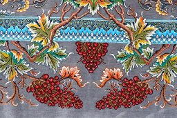 Close-up detail of New Ghom rug from Iran / Persia showing Silk weave