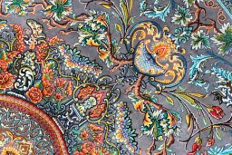 Central medallion detail of New Ghom rug from Iran / Persia