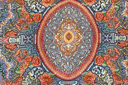 Full view of New Ghom rug from Iran / Persia, 208 × 134 cm in Gray tones