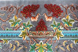 Close-up detail of New Ghom rug from Iran / Persia showing Silk weave