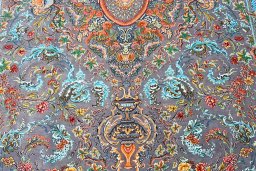 Central medallion detail of New Ghom rug from Iran / Persia