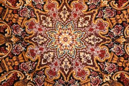 Close-up detail of New Ghom rug from Iran / Persia showing Silk weave