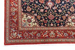 Close-up detail of 2000s Ghom rug from Iran / Persia showing Cork weave