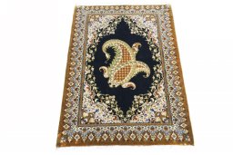 Surface texture of 2000s Ghom rug with natural Cork and intricate pattern