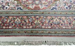 Full view of 1970s Ghom rug from Iran / Persia, 164 × 107 cm in Red tones