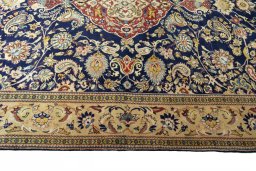 Corner detail of New Ghom rug showing border pattern and Cork pile