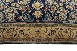 Full view of New Ghom rug from Iran / Persia, 306 × 214 cm in Blue tones