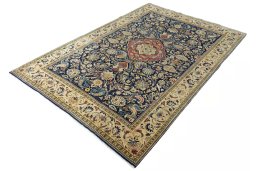 Corner detail of New Ghom rug showing border pattern and Cork pile