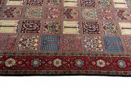 Close-up detail of New Ghom rug from Iran / Persia showing Wool weave
