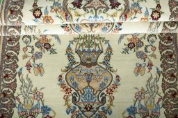 Corner detail of New Ghom rug showing border pattern and Cork pile