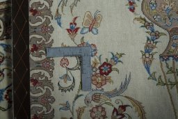 Surface texture of New Ghom rug with natural Cork and intricate pattern