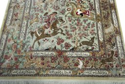 Central medallion detail of 2000s Ghom rug from Iran / Persia