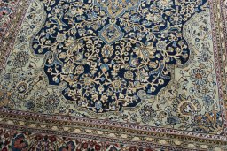 Close-up detail of 1970s Ghom rug from Iran / Persia showing Cork weave
