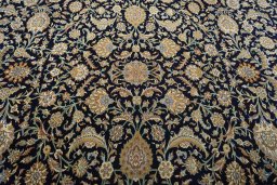Central medallion detail of 1950s Ghom rug from Iran / Persia