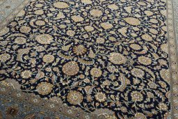 Close-up detail of 1950s Ghom rug from Iran / Persia showing Cork weave