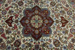 Central medallion detail of 2000s Ghom rug from Iran / Persia