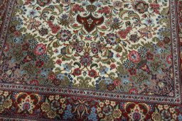 Close-up detail of 2000s Ghom rug from Iran / Persia showing Cork weave