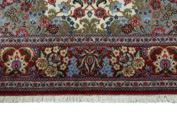 Full view of 2000s Ghom rug from Iran / Persia, 200 × 141 cm in Beige tones