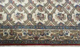 Central medallion detail of 1950s Ghom rug from Iran / Persia