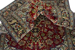Surface texture of 2000s Ghom rug with natural Cork and intricate pattern