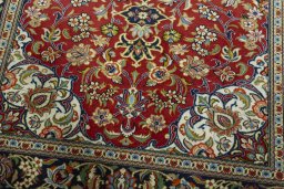 Close-up detail of 2000s Ghom rug from Iran / Persia showing Cork weave