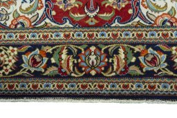 Full view of 2000s Ghom rug from Iran / Persia, 192 × 133 cm in Red tones
