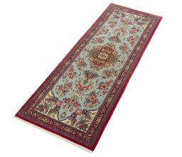 Corner detail of New Ghom rug showing border pattern and Cork pile