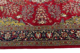 Corner detail of New Ghom rug showing border pattern and Cork pile