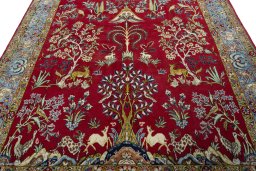 Central medallion detail of 1970s Ghom rug from Iran / Persia