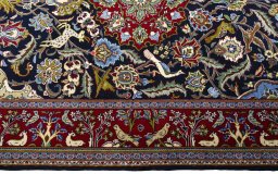 Corner detail of New Ghom rug showing border pattern and Cork pile
