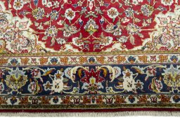 Full view of 2000s Ghom rug from Iran / Persia, 310 × 205 cm in Red tones