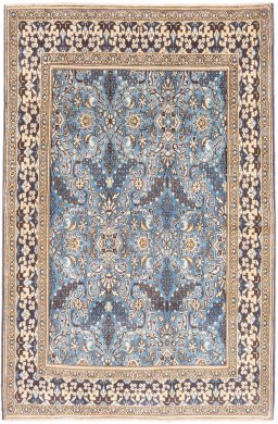 Full view of 1999s Ghom rug from Iran / Persia, 164 × 108 cm in Blue tones