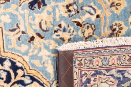 Full view of 1975s Ghom rug from Iran / Persia, 212 × 137 cm in Multi Color tones