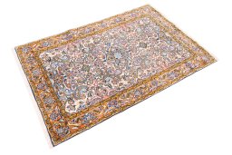 Corner detail of 1998s Ghom rug showing border pattern and Wool pile