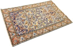 Corner detail of 1990s Ghom rug showing border pattern and Wool pile
