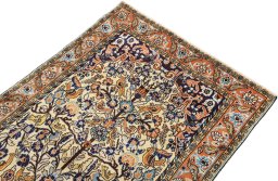 Surface texture of 1990s Ghom rug with natural Wool and intricate pattern