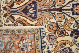 Close-up detail of 1990s Ghom rug from Iran / Persia showing Wool weave